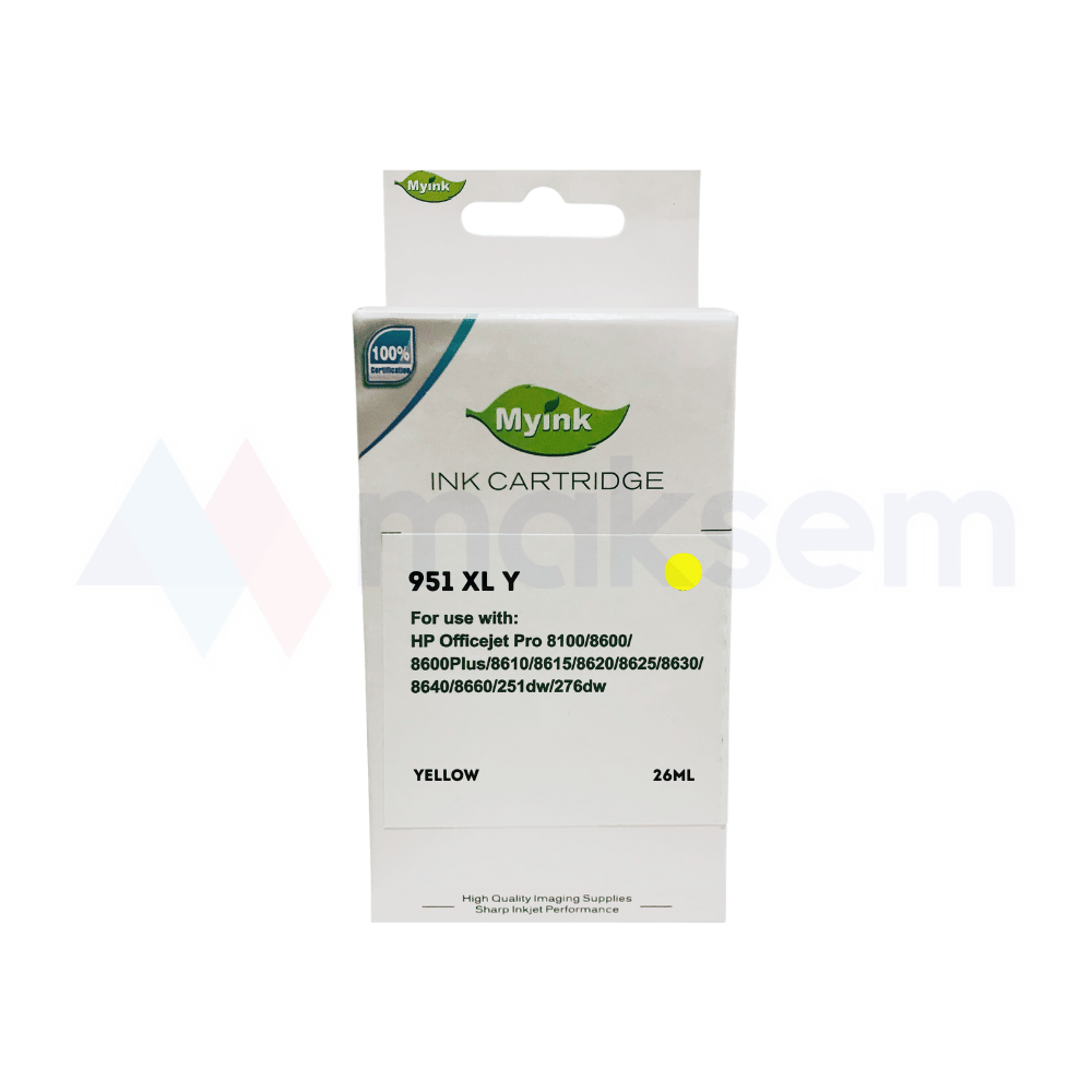 Muadil Sarı Kartuş 30ml 951XL CN048AE, HP OfficeJet Pro 251dw 276dw OfficeJet Pro 8100 ePrinter