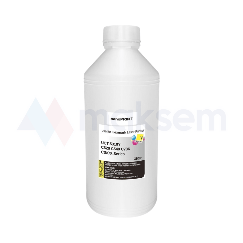 Sarı Toner Tozu 35gr UCT-5310Y nanoPRINT, Lexmark C520 C540 C736 CS/CX