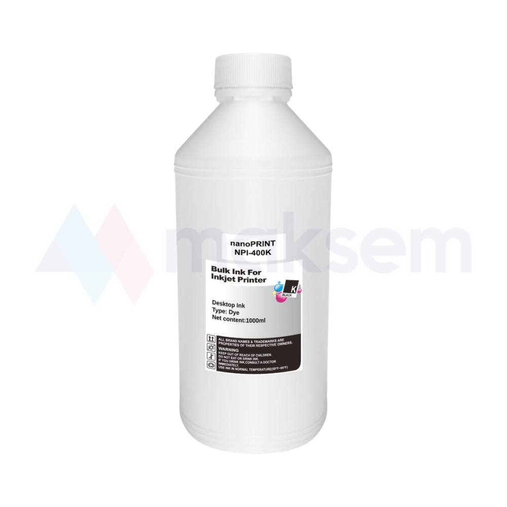 Siyah Mürekkep Dye (Ink) 1000ml GT51BK 3YP61AE NPI-400K, HP Ink Tank Wireless 410 411 412 415 416