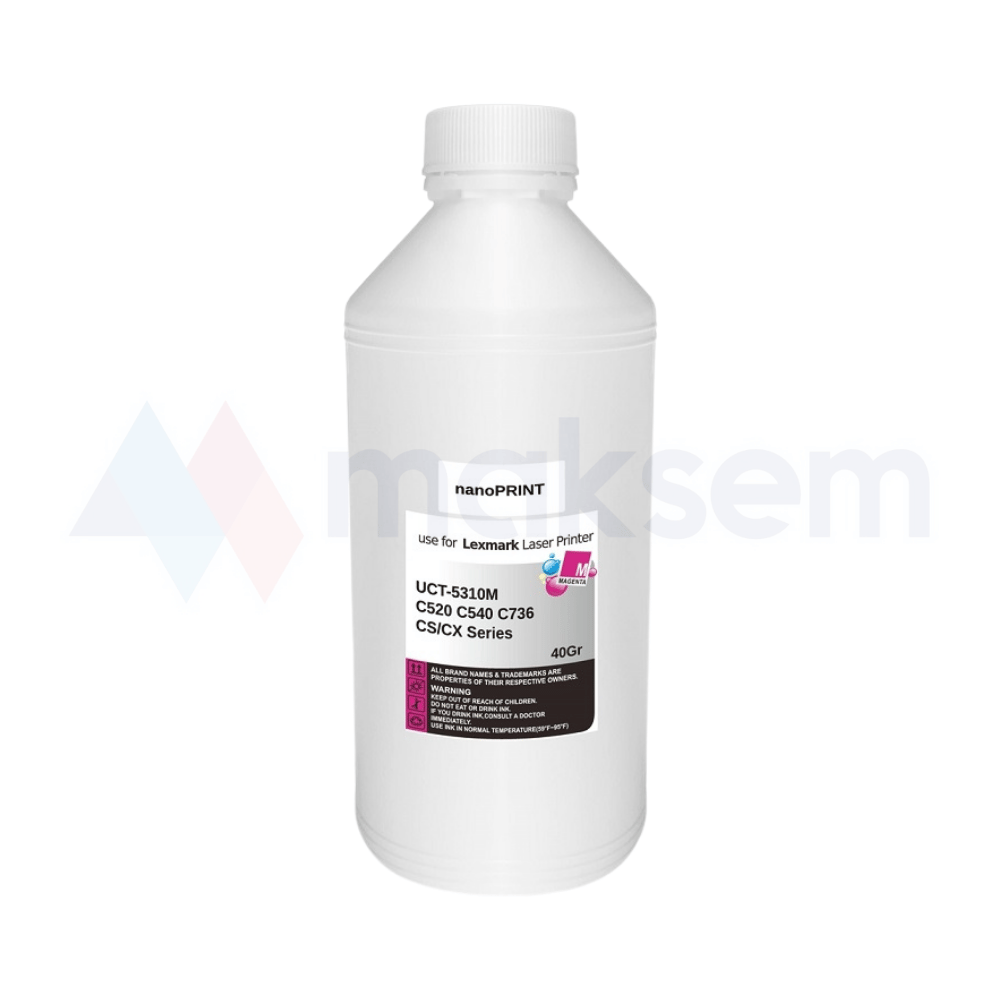 Kırmızı Toner Tozu 40gr UCT-5310M nanoPRINT, Lexmark C520 C540 C736 CS/CX
