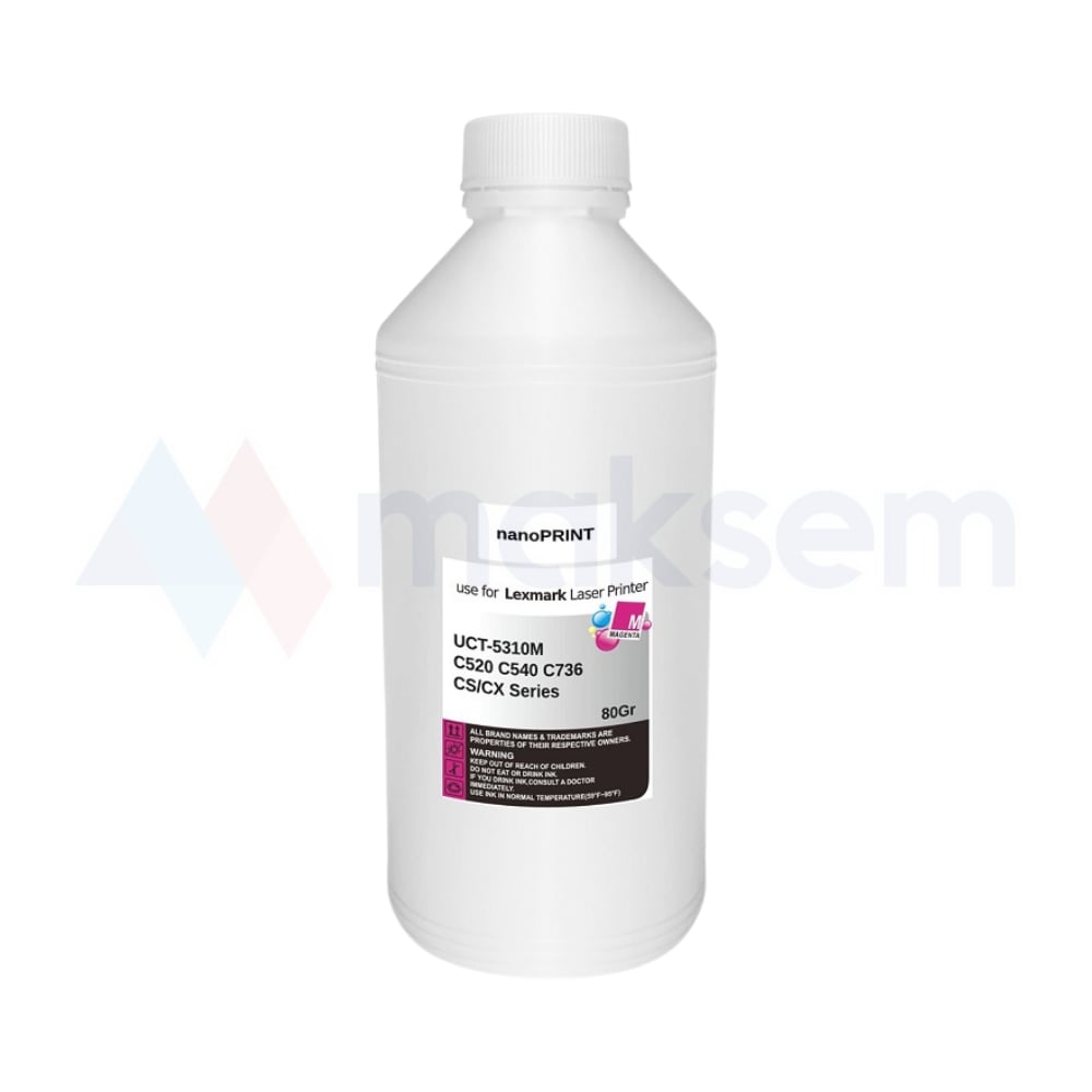 Kırmızı Toner Tozu 80gr UCT-5310M nanoPRINT, Lexmark C520 C540 C736 CS