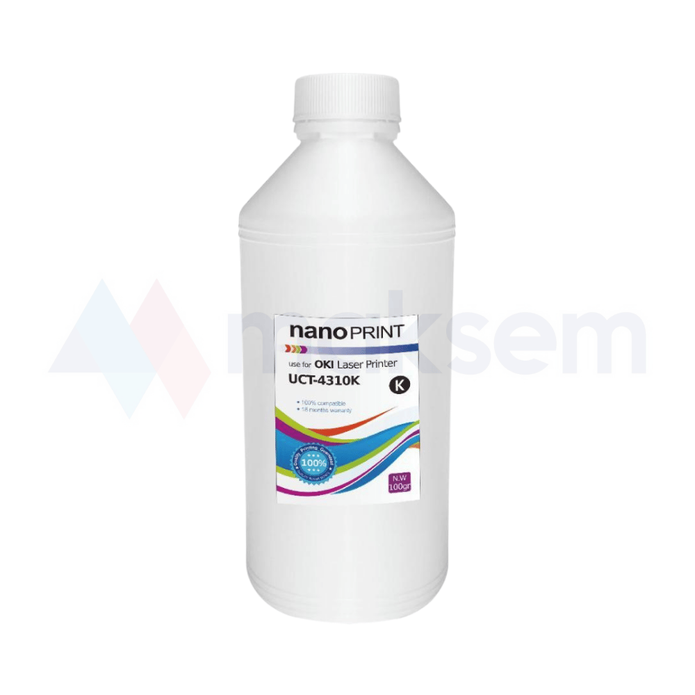 Siyah Toner Tozu (Toner Powder) 100gr UCT-4310K nanoPRINT, OKI C301 C310 C312 C321 C330 C510 C511