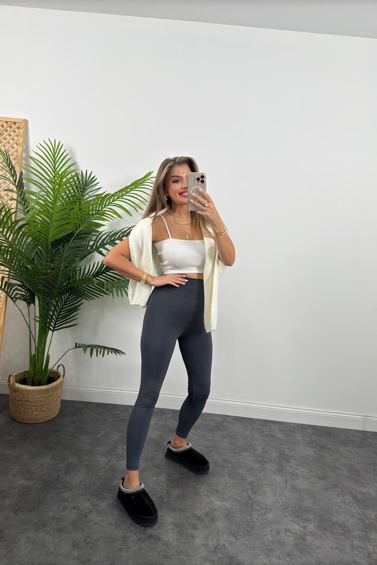Süper Fit İthal Kumaş Lüx Kalite Oysh Model Tayt Antrasit