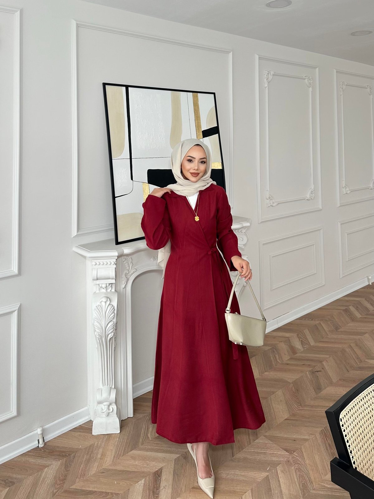 Gigi Yandan Bağlamalı Elbise Bordo