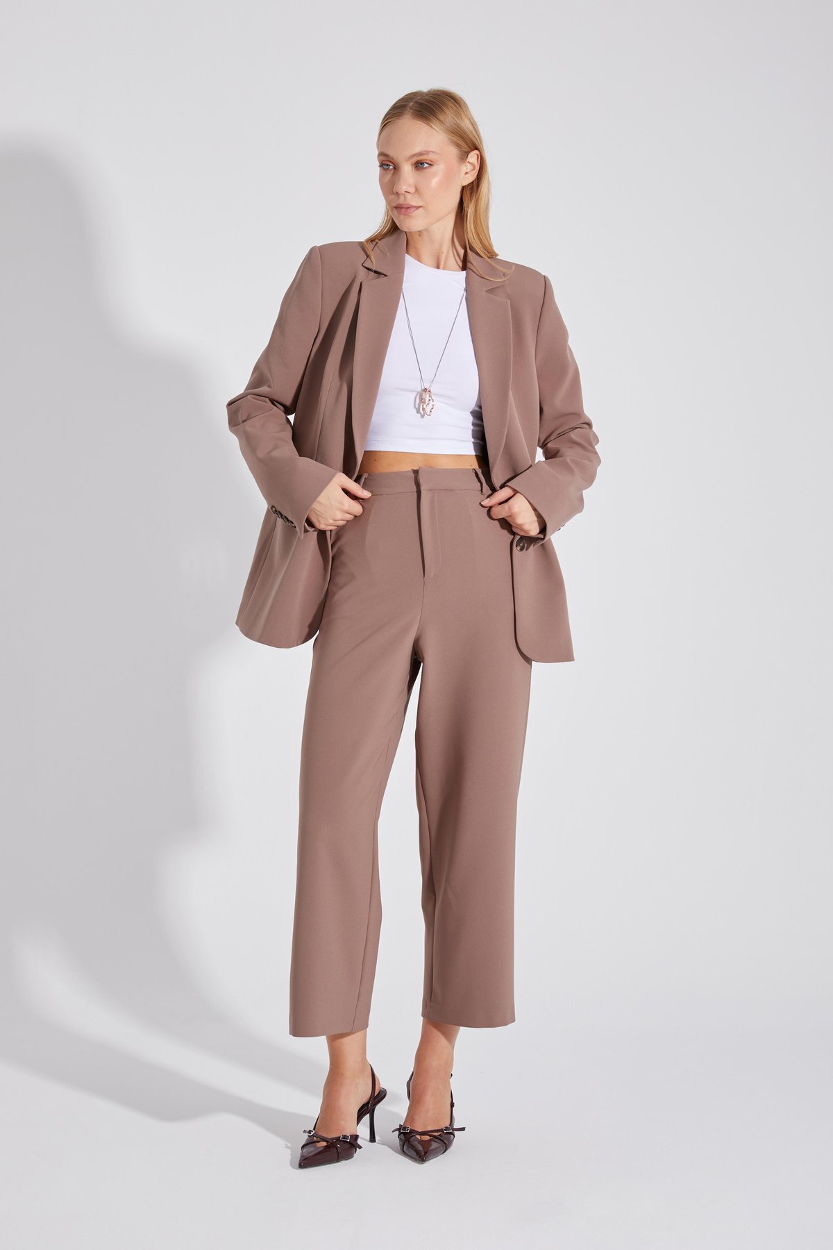 Çift Düğmeli Yırtmaçlı Astarlı Blazer Ceket