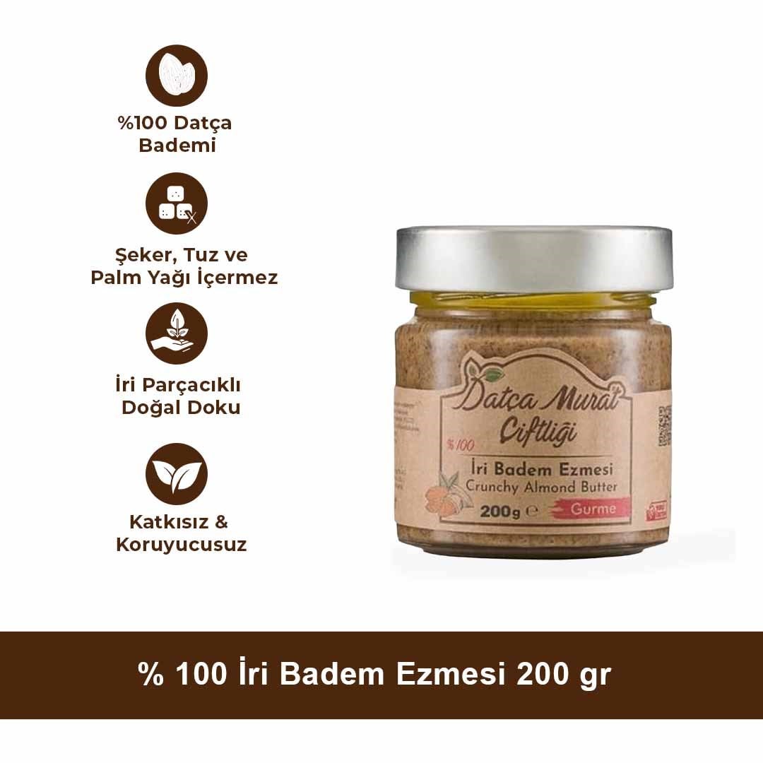% 100  İri Badem Ezmesi 200 Gr