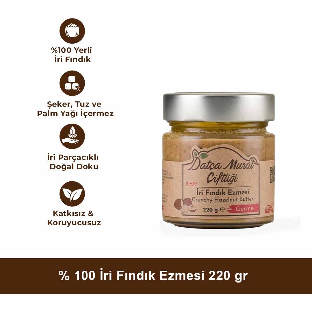 % 100  İri Fındık Ezmesi 220 Gr