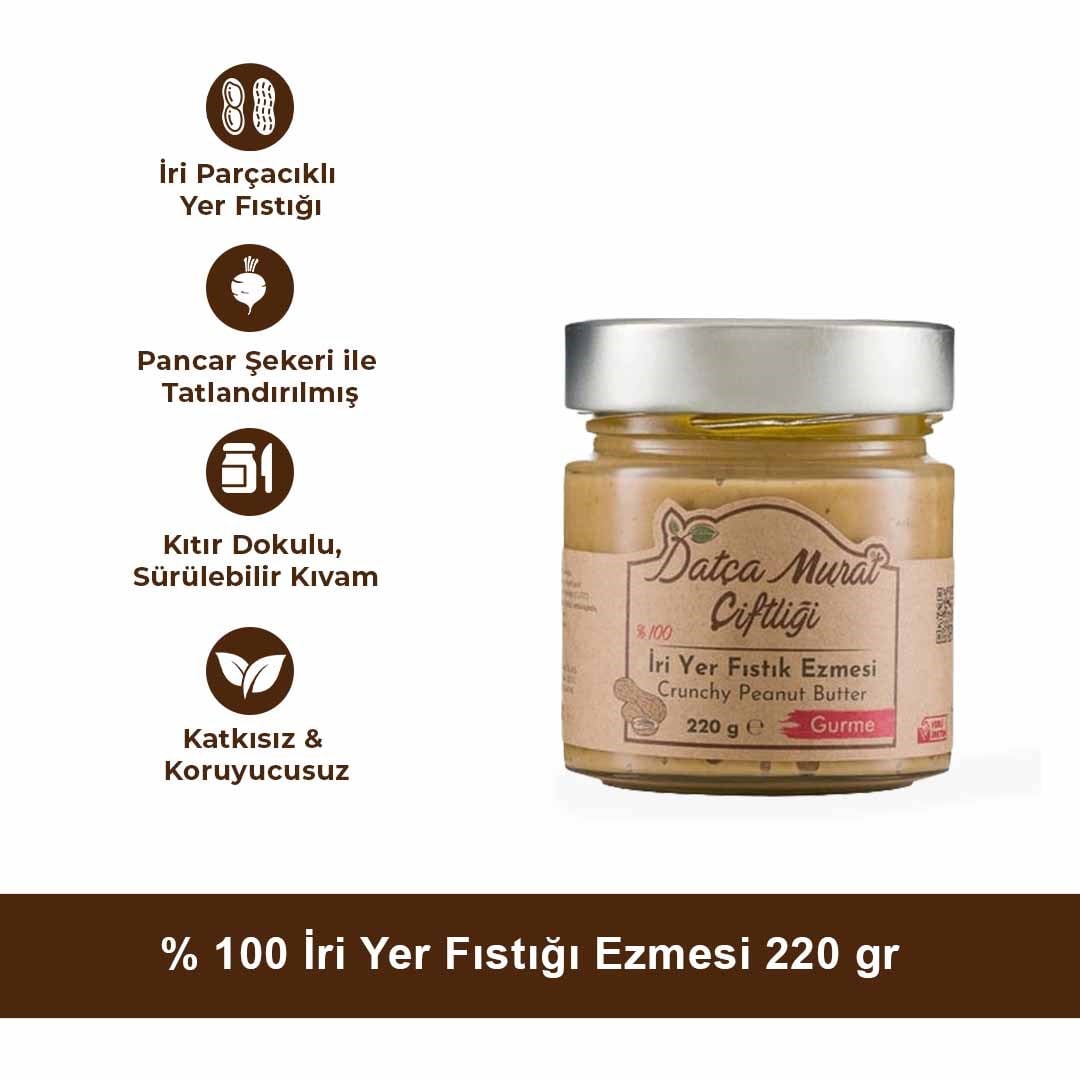 % 100  İri Yer Fıstığı Ezmesi 220 Gr