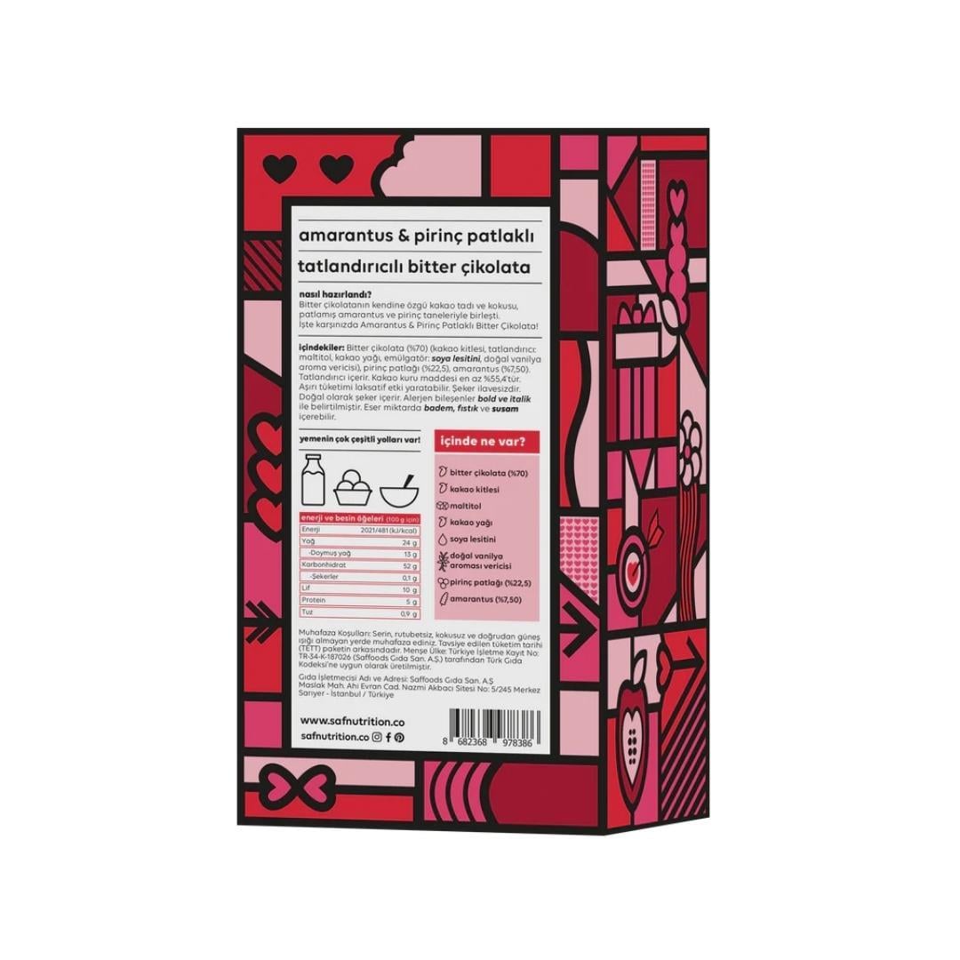 Amarantus & Pirinç Patlaklı Çikolata 100 gr - saf nutritoun
