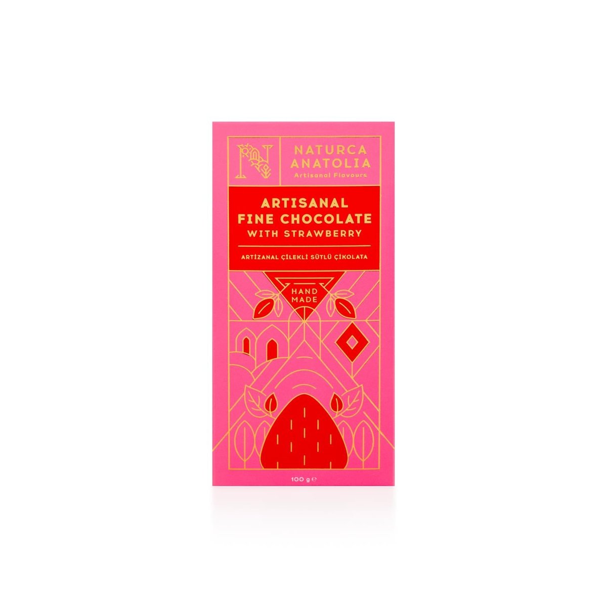 Artizanal Çilekli Sütlü Tablet Çikolata 100gr - Naturca
