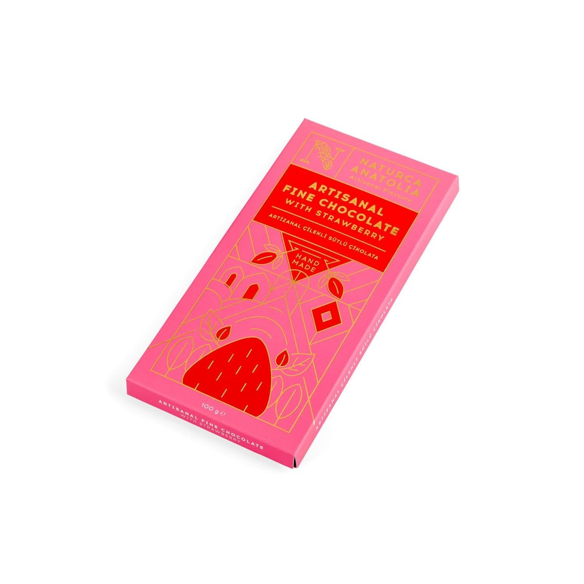 Artizanal Çilekli Sütlü Tablet Çikolata 100gr - Naturca