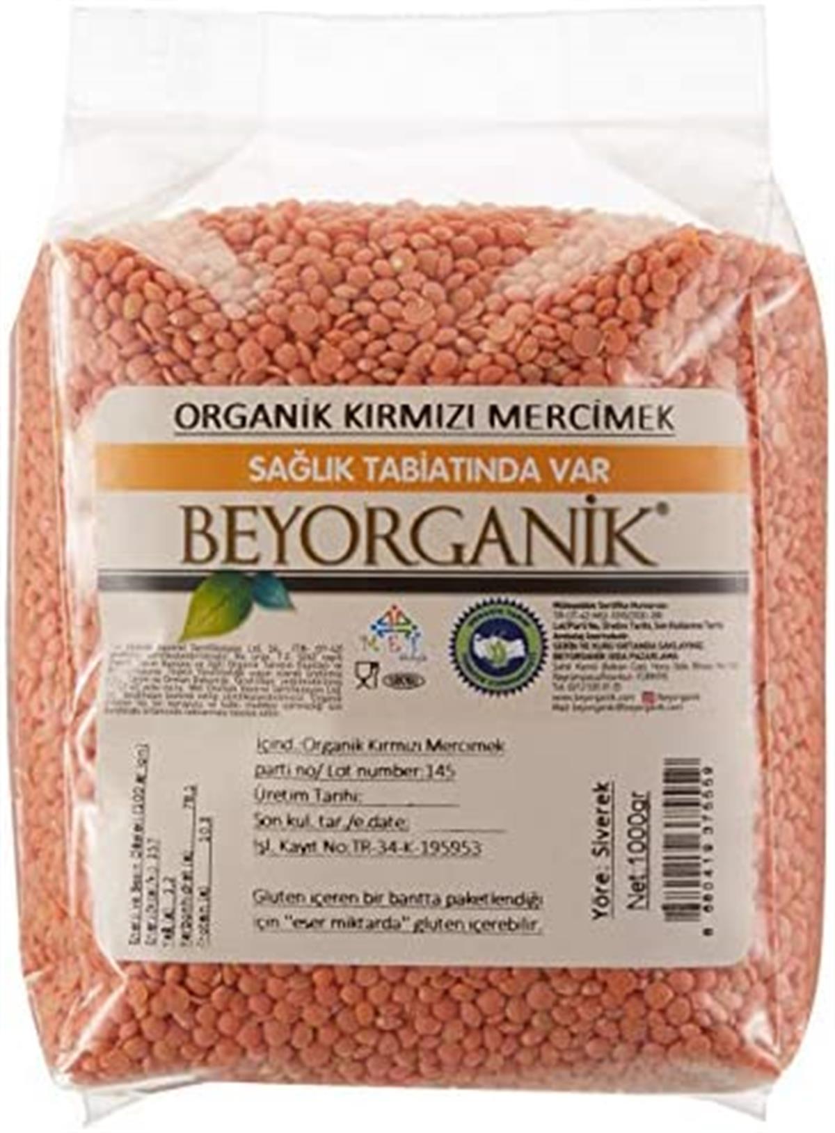 Beyorganik Organik Kırmızı Mercimek 1000 Gr