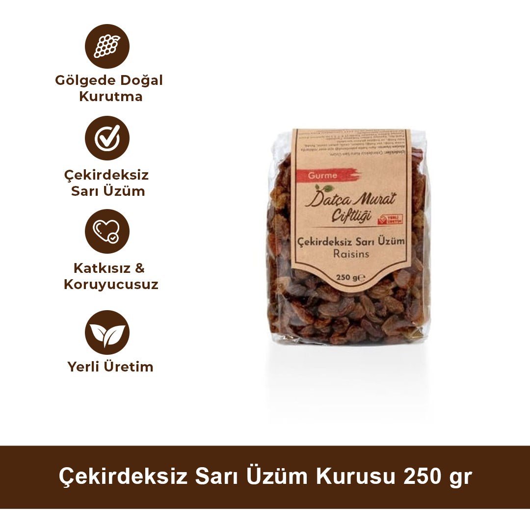 Çekirdeksiz Sarı Üzüm Kurusu 250 gr