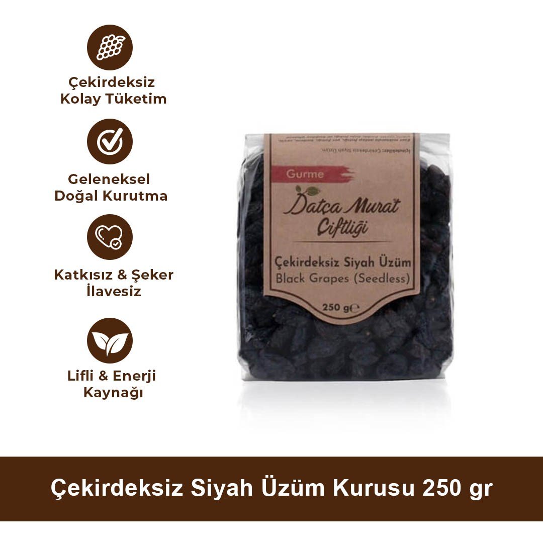 Çekirdeksiz Siyah Üzüm Kurusu 250 gr