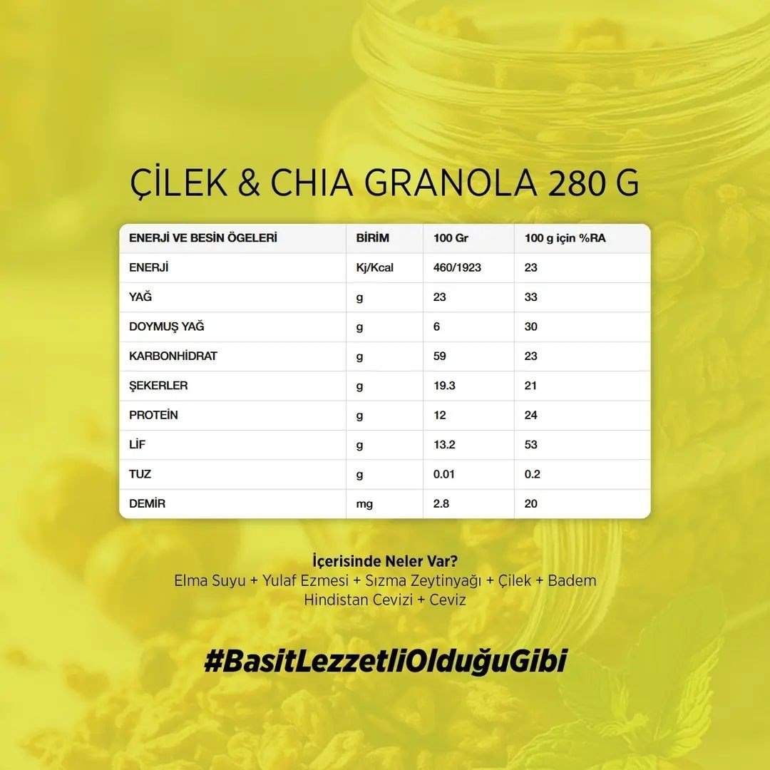 Çilek Chia Tohumlu Granola 280g - Mom's