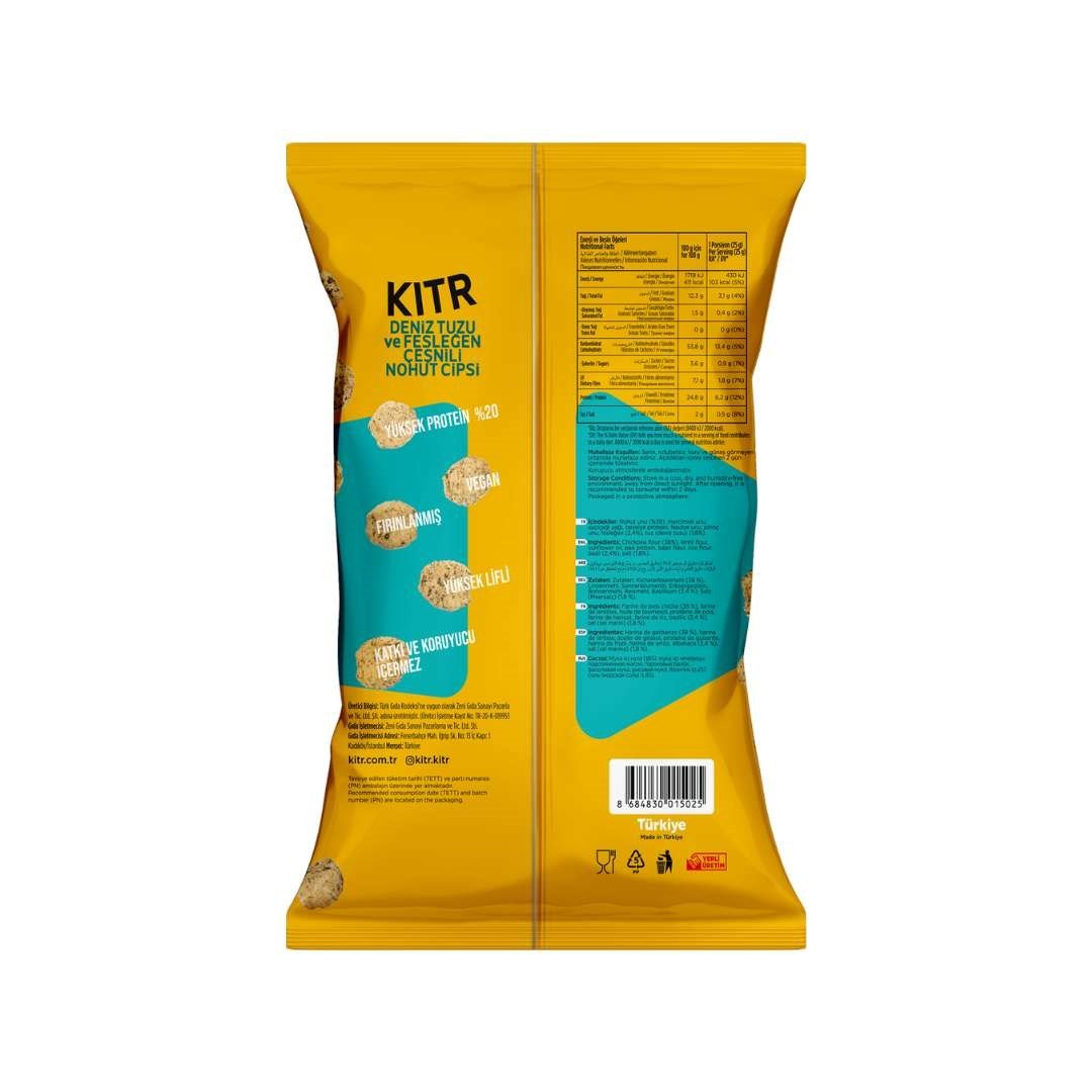Deniz Tuzlu ve Fesleğenli Yüksek Proteinli Nohut Cipsi 50 gr - Kıtr
