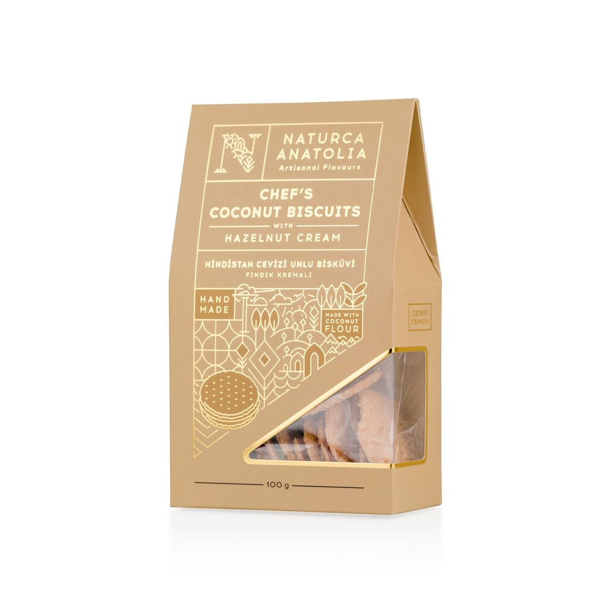 Fındık Kremalı Hindistan Cevizi Unlu Bisküvi 100gr - Naturca