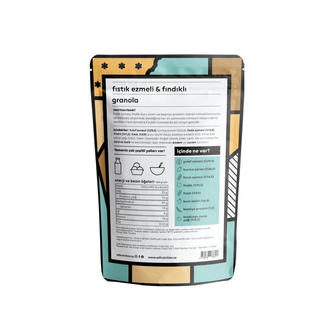 Fıstık Ezmeli & Fındıklı Granola 45 gr - saf nutritoun