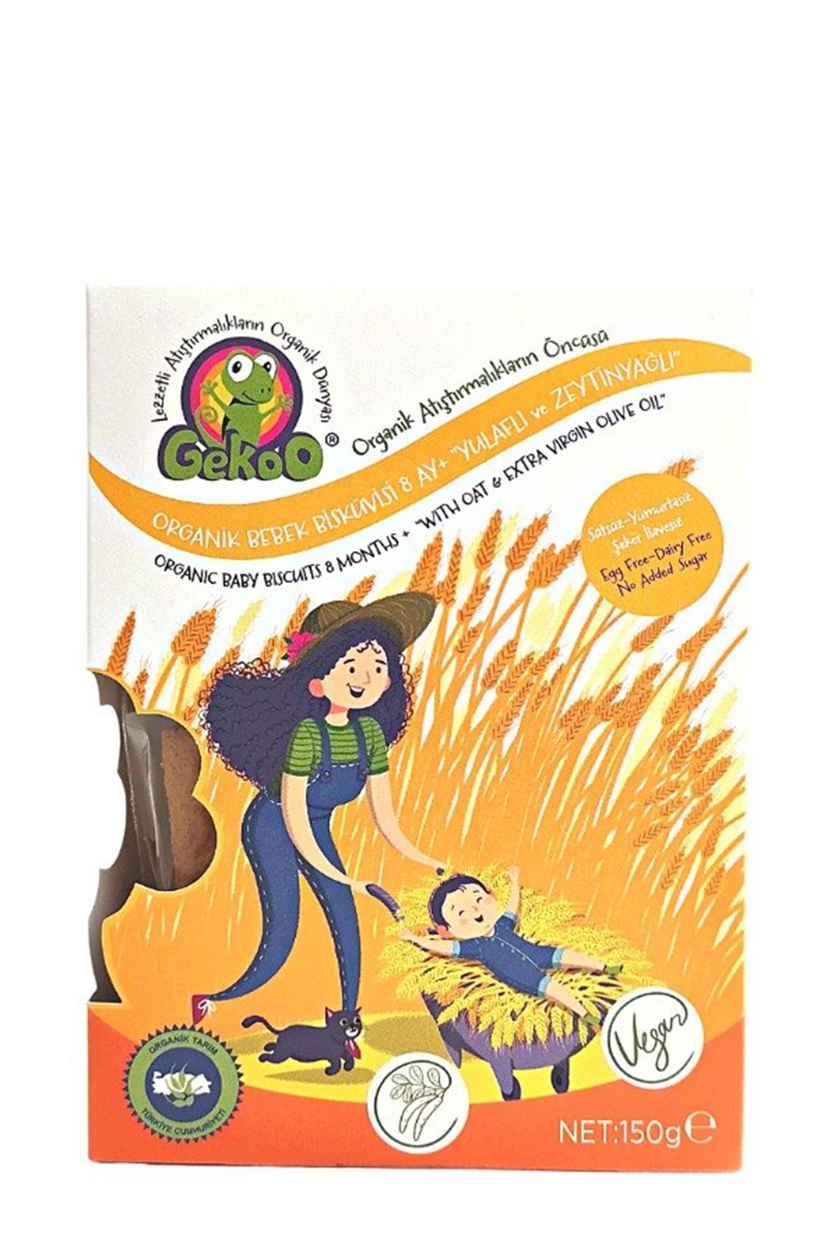Gekoo Organik Yulafalı ve Zeytinyağlı Bebek Bisküvisi 150 Gr (Alerjik Çocuklar İçin Sütsüz Yumurtasız (8 ay)