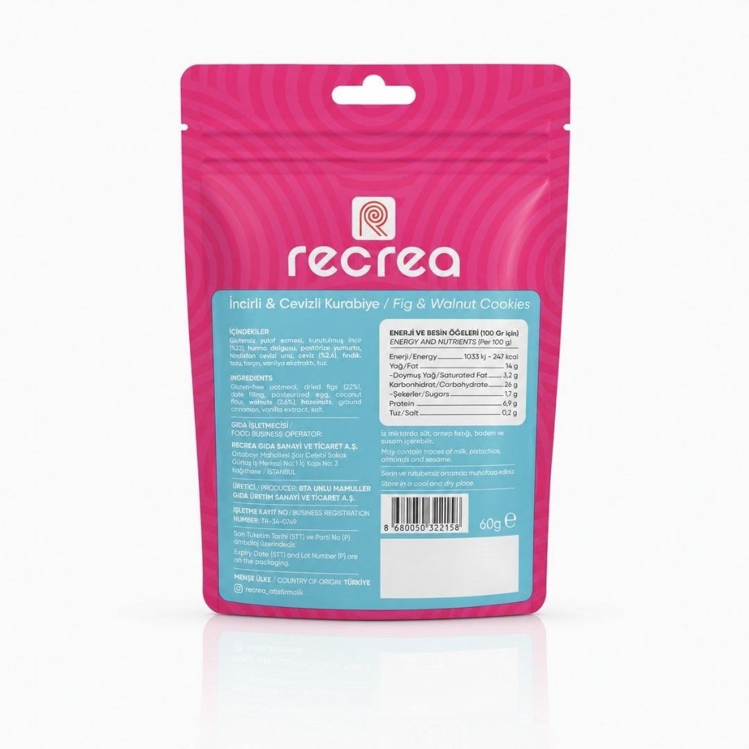 Glutensiz İncirli & Cevizli Kurabiye 60 gr - Recrea