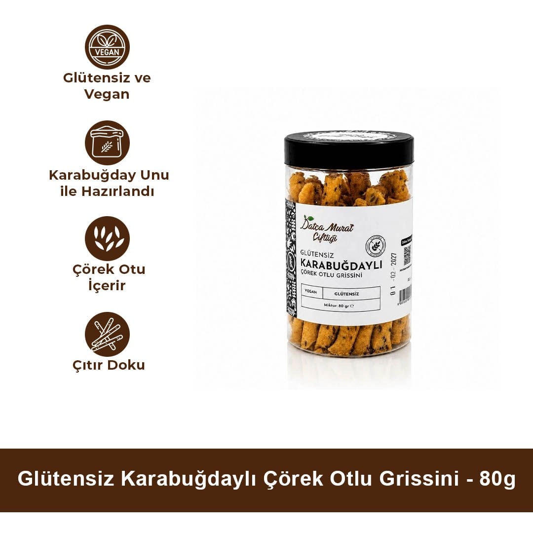Glütensiz Karabuğdaylı Çörek Otlu Grissini 80g