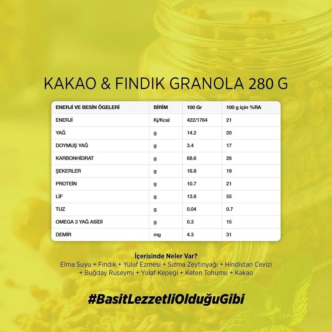 Kakao Fındık Granola 280g - Mom's