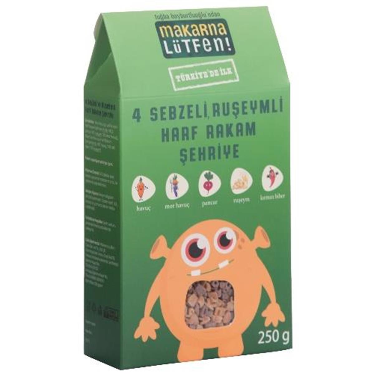 Makarna Lütfen 4 Sebzeli ve Rüşeyimli Harf Rakam Şehriye 250 Gr