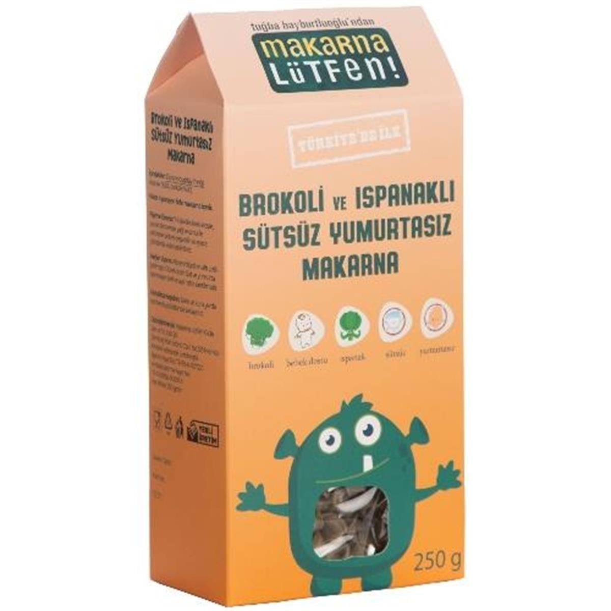 Makarna Lütfen Brokoli ve Ispanaklı Sütsüz Yumurtasız Makarna 250 Gr