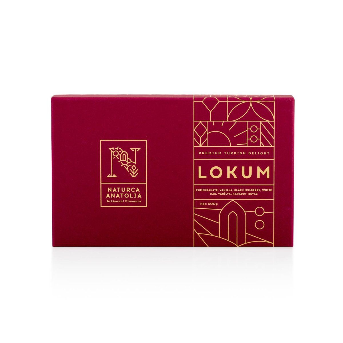 Nar,Karadut,Vanilya Beyaz Lokum 500 gr - Naturca