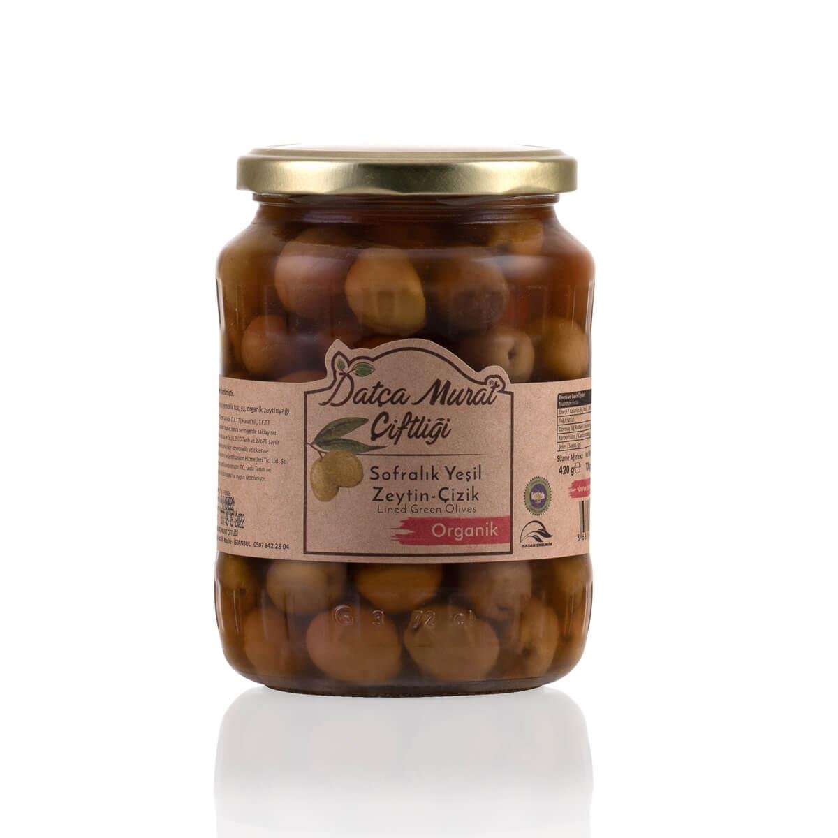Organik Çizik Yeşil Zeytin 420 gr