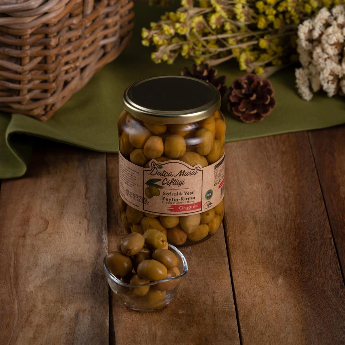 Organik Kırma Yeşil Zeytin 420 gr