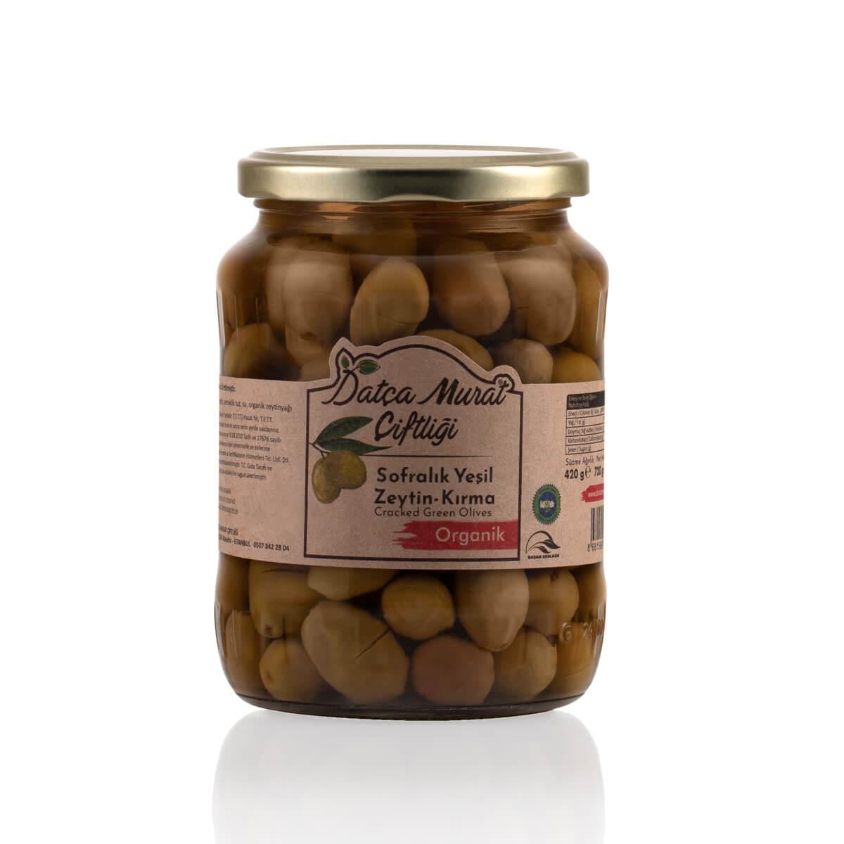Organik Kırma Yeşil Zeytin 420 gr