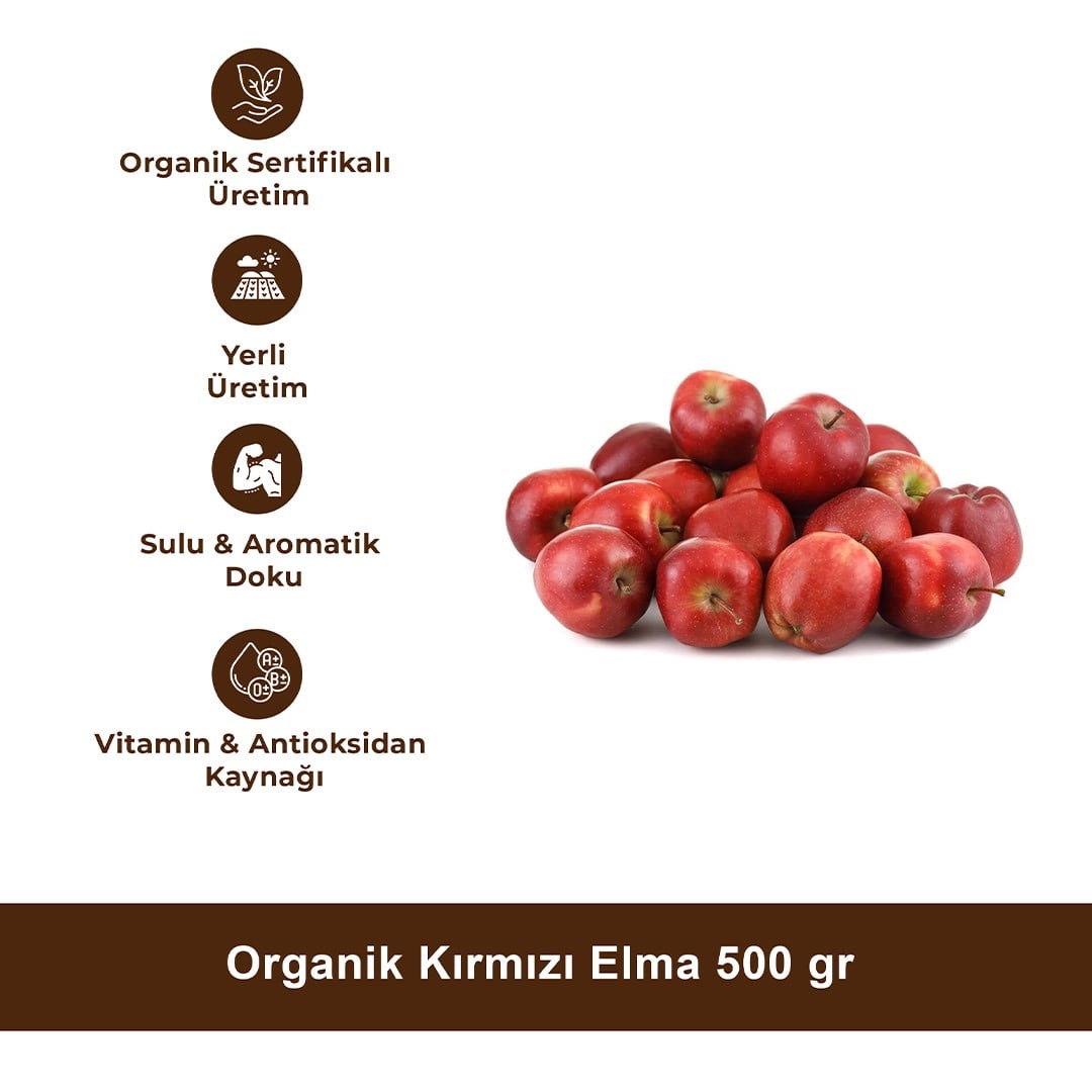 Organik Kırmızı Elma 500 gr