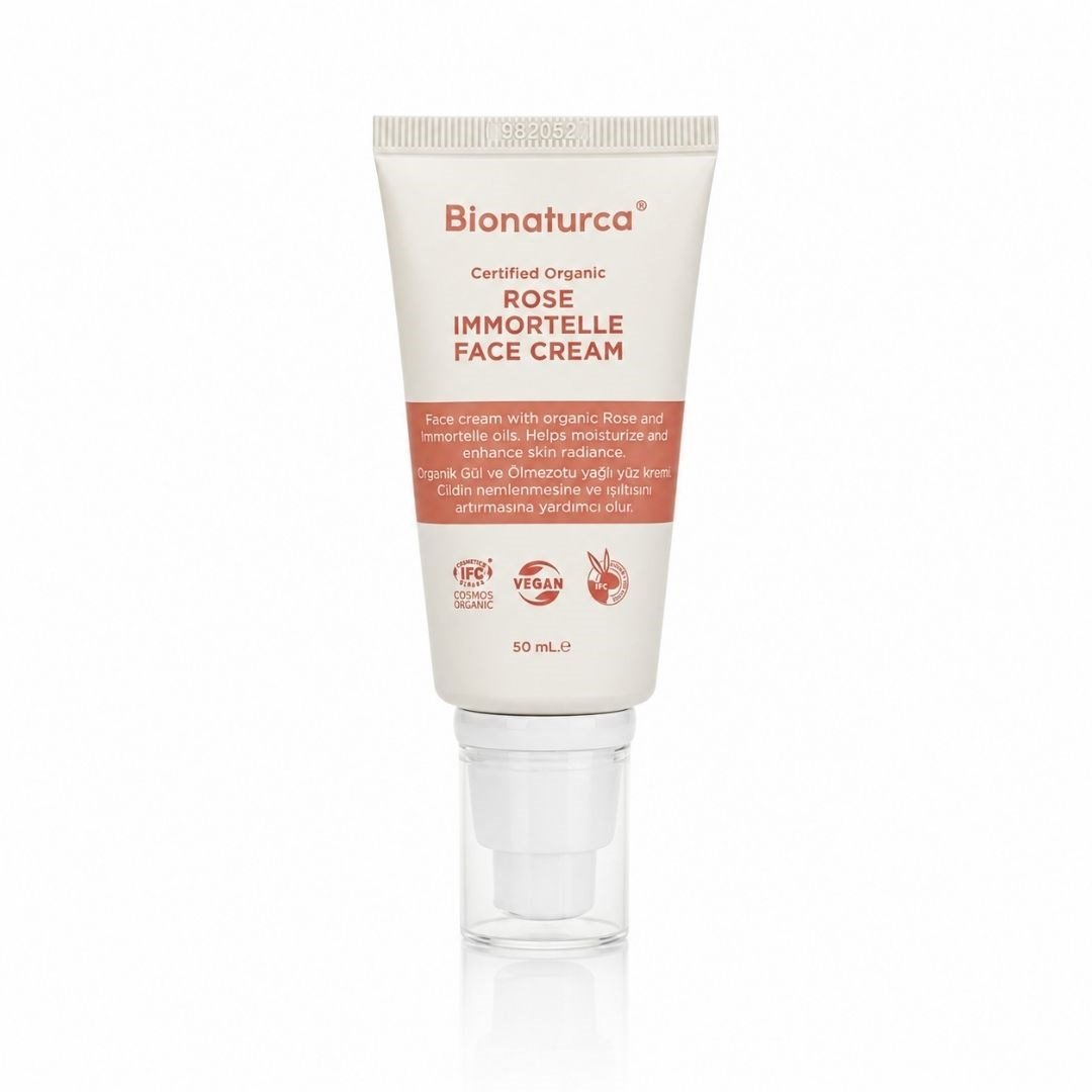 Organik Sertifikalı Gül & Ölmezçiçek Sıkılaştırıcı Yüz Kremi 50 ml - Bionaturca