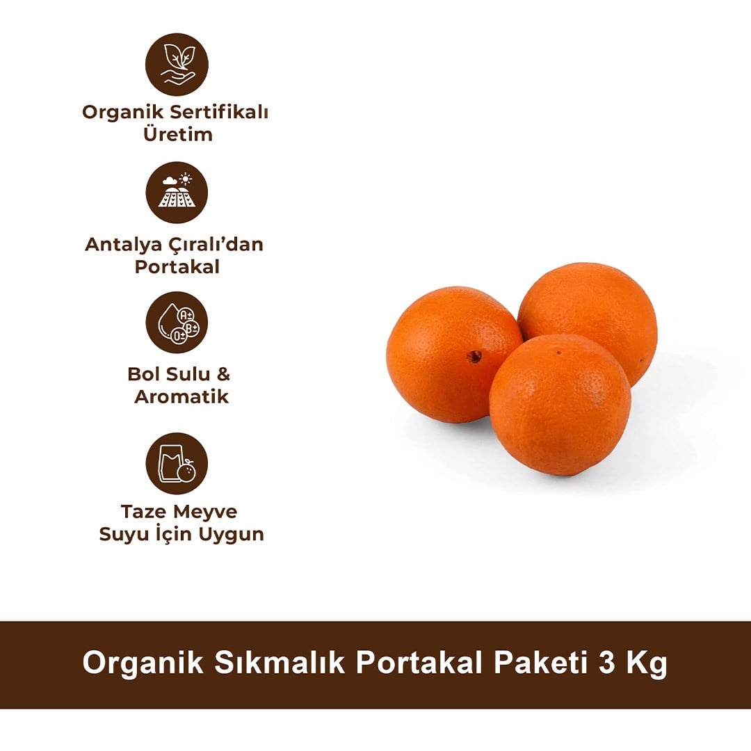 Organik Sıkmalık Portakal Paketi 3 Kg