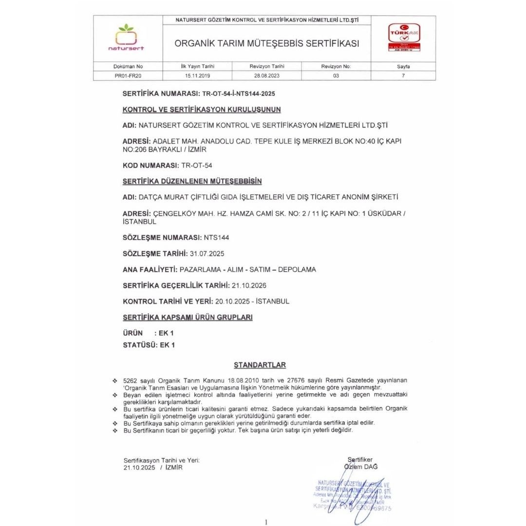 organik tarhana sertifika