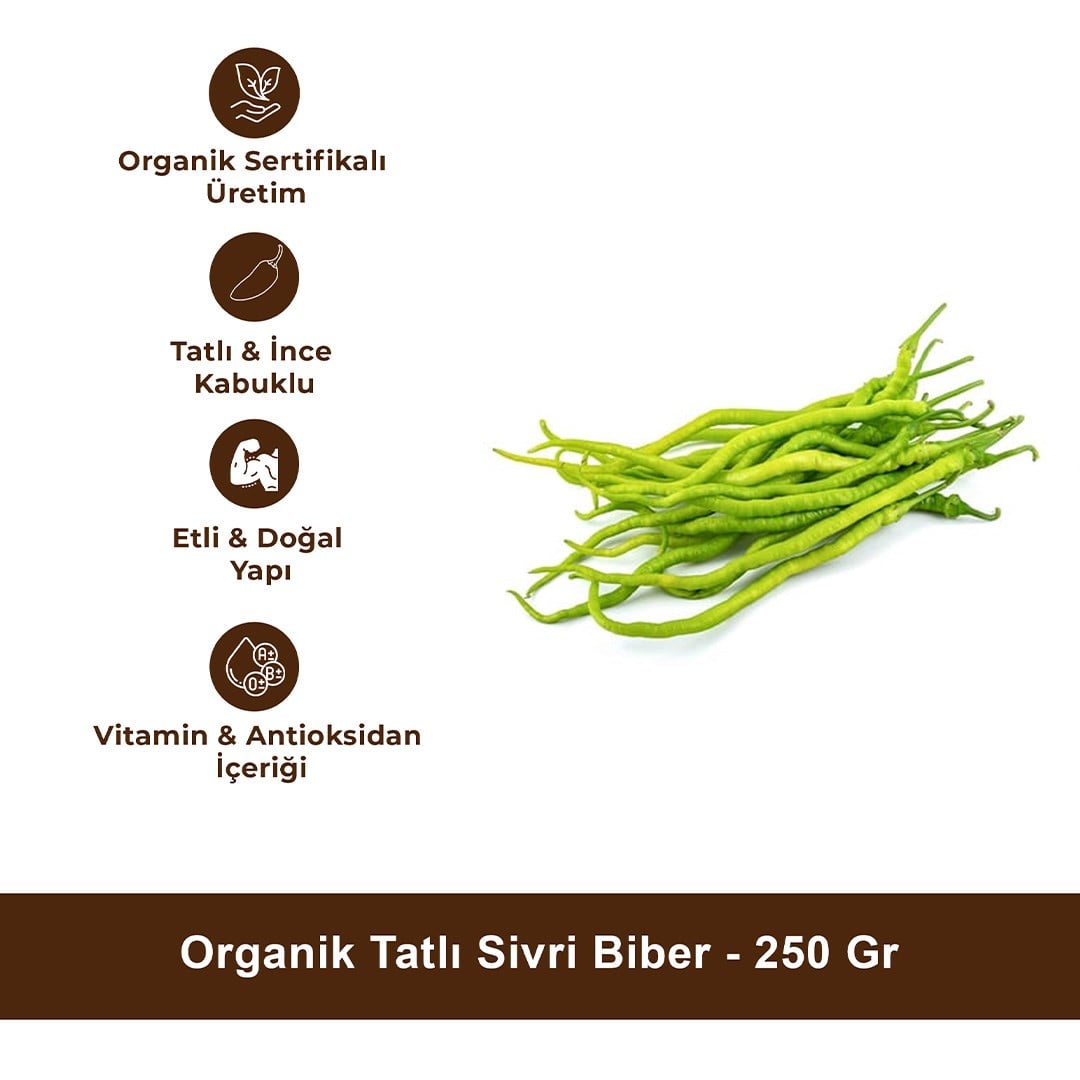 Organik Tatlı Sivri Biber - 250 Gr