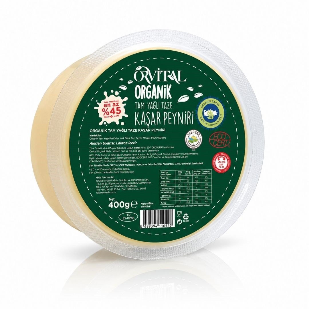 Orvital-Organik Tam Yağlı Taze Kaşar Peyniri 400 gr