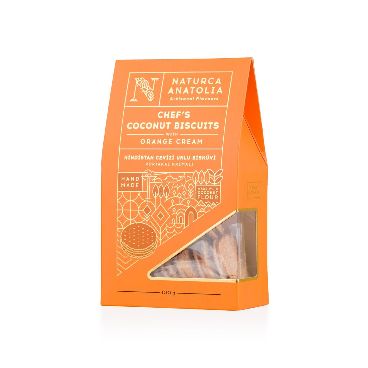 Portakal Kremalı Hindistan Cevizi Unlu Bisküvi 100gr - Naturca