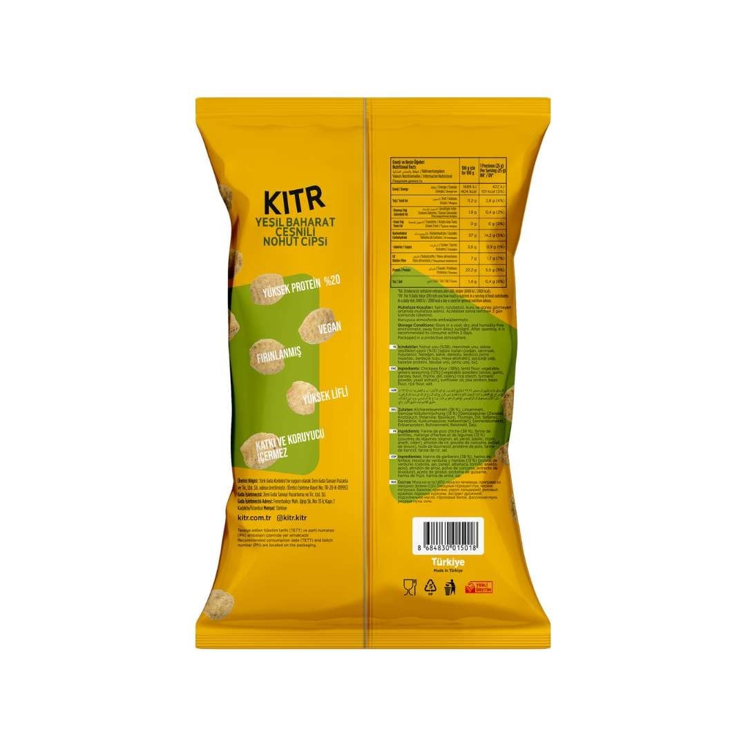 Sebze Yeşillikleri Çeşnili Yüksek Proteinli Nohut Cipsi 50 gr - Kıtr