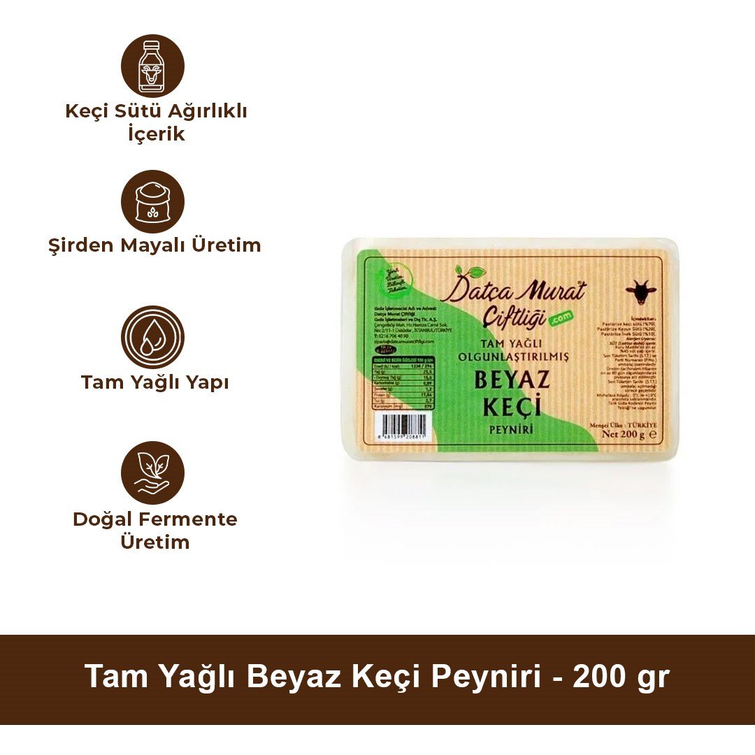 Tam Yağlı Beyaz Keçi Peyniri 200 gr