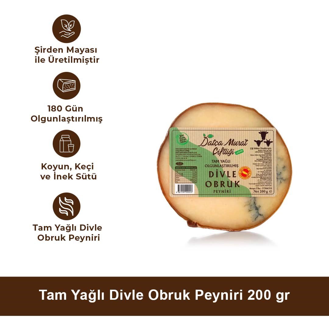 Tam Yağlı Divle Obruk Peyniri 200 gr