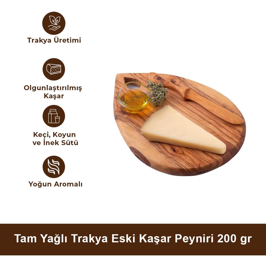 Tam Yağlı Trakya Eski Kaşar Peyniri 200 gr