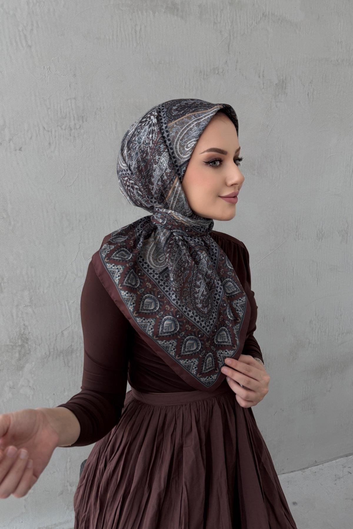 Brown Elvin Bohemian Modal Silk Scarf