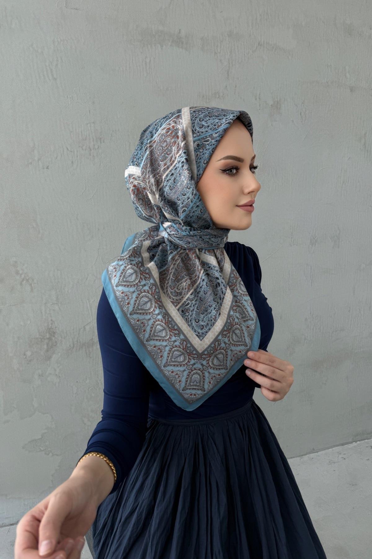 Blue Elvin Bohemian Modal Silk Scarf