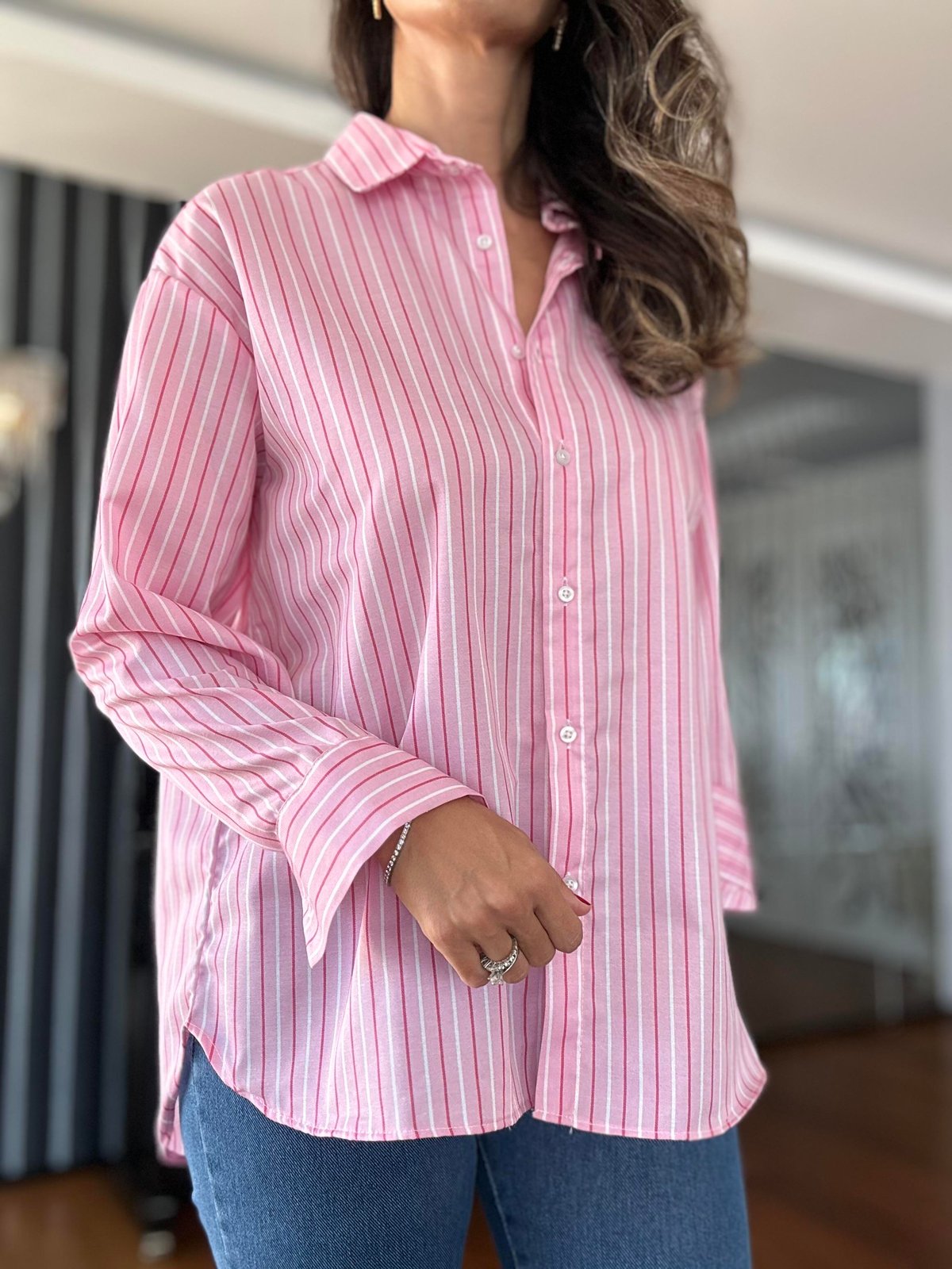 Çizgili Pembe Gömlek