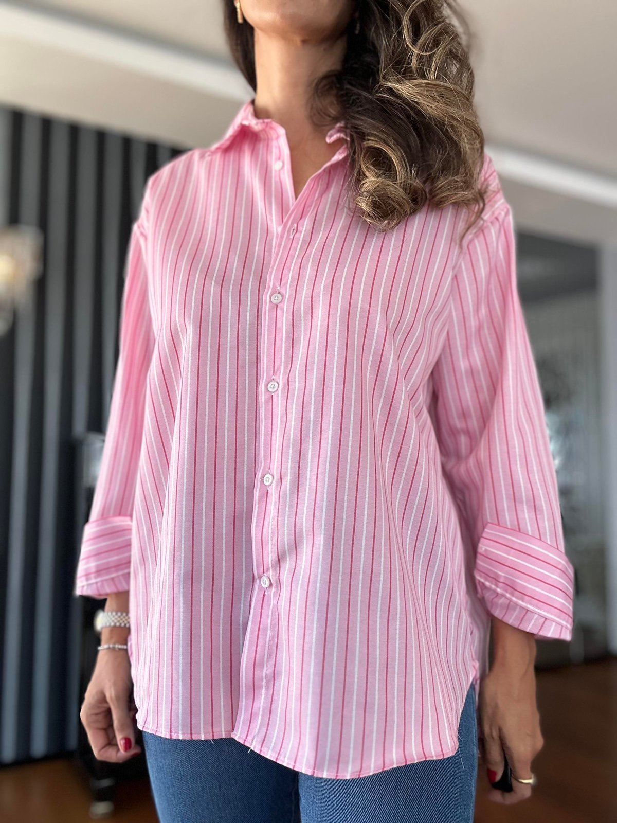 Çizgili Pembe Gömlek