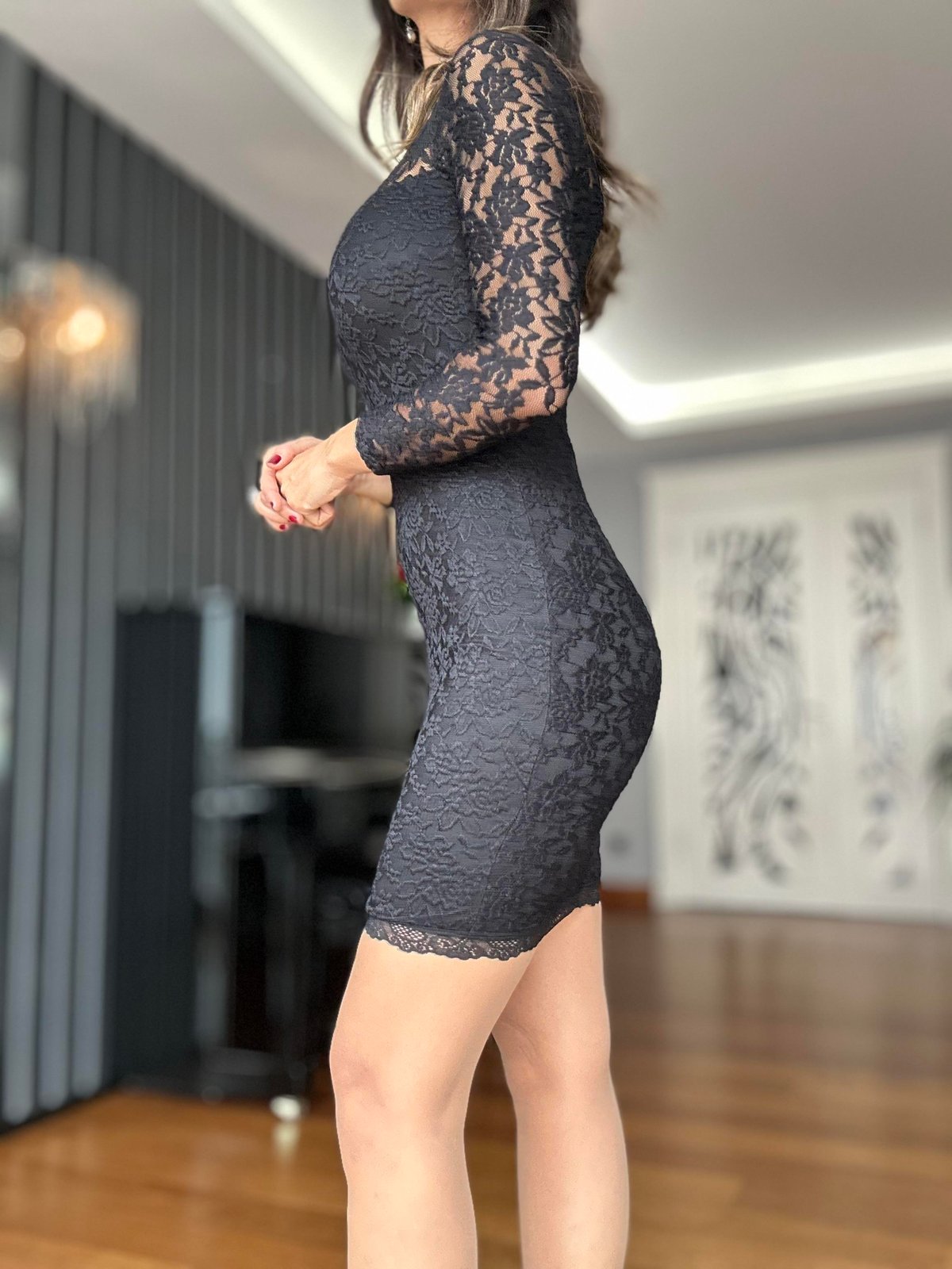 Siyah Dantel Elbise