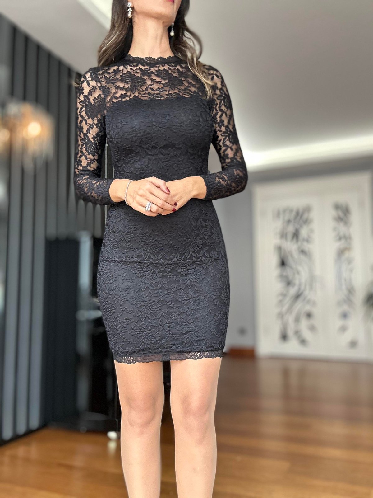 Siyah Dantel Elbise