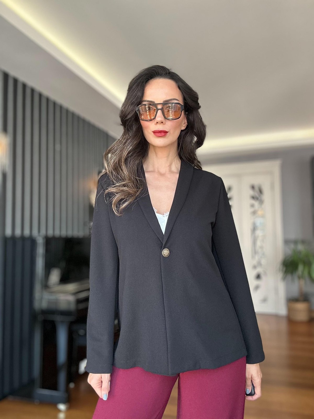 Siyah Tek Düğme Ceket